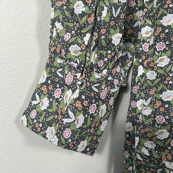 Joie Gabrielle Midi Cotton Tiered Skirt Balloon Sleeves Belted V Neck Dress sz 4 - Picture 8 of 17